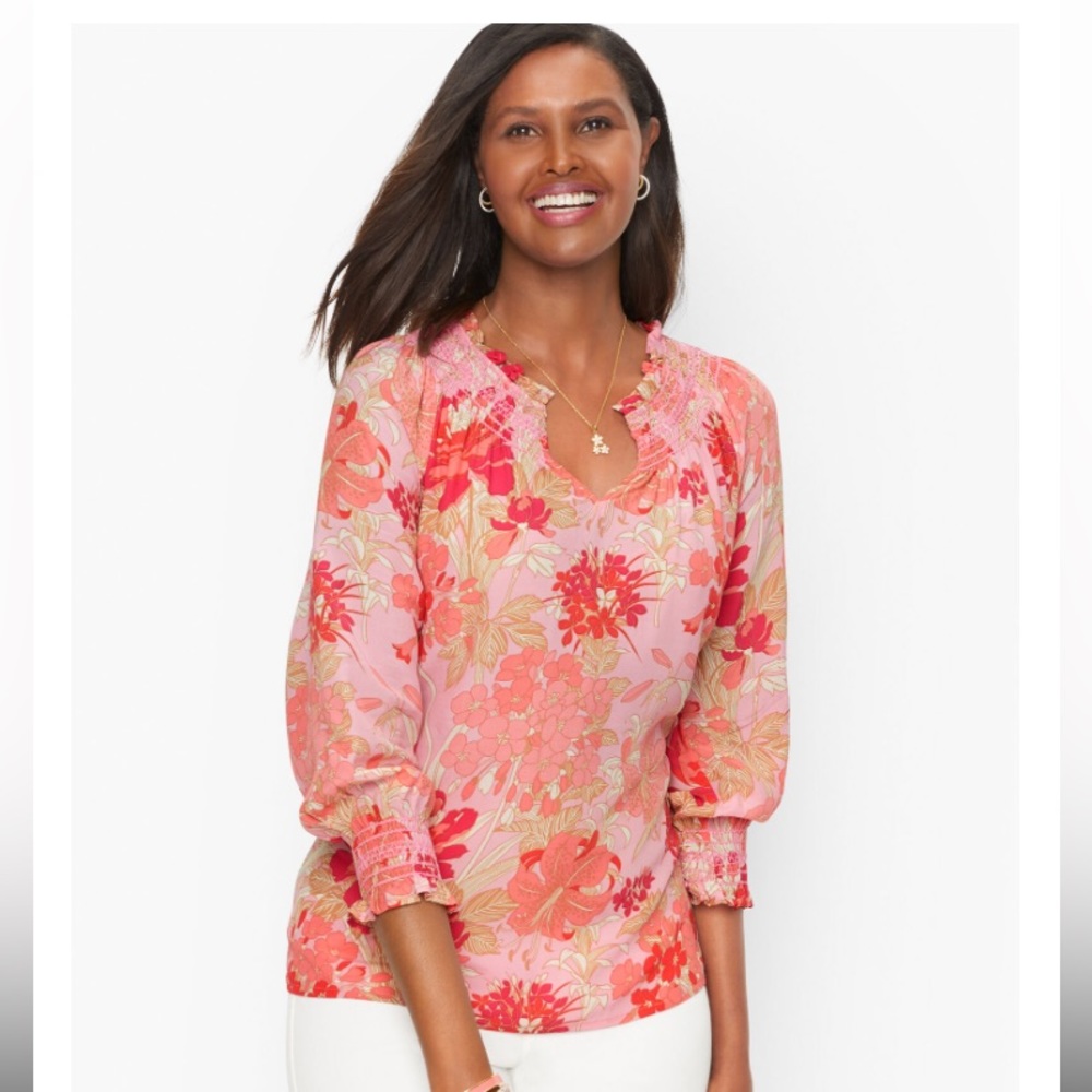 Talbots Smocked Blouse/Size Small